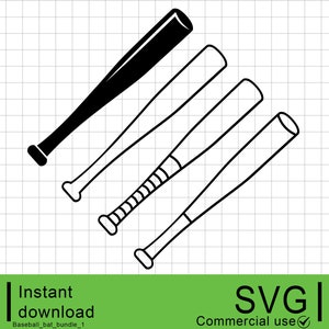 Zestaw kijów baseballowych, Kij baseballowy SVG, Plik do cięcia baseballu, Wykorzystanie komercyjne, Natychmiastowe pobieranie cyfrowe, Clipart