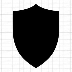 Może przedstawiać: Czarny kształt tarczy, powszechny symbol ochrony.
