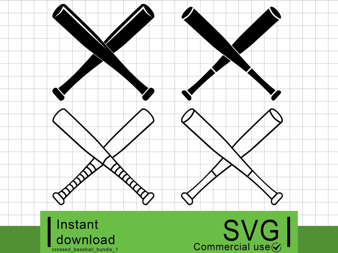 Crossed Baseball Bat Bundle, Baseball Bat SVG, Baseball Cut File