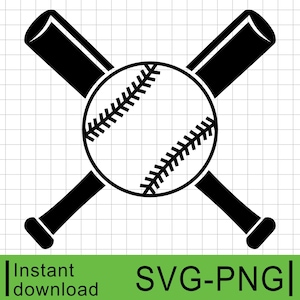 Skrzyżowane kije baseballowe, Kij baseballowy SVG, Plik do cięcia baseballu, Wykorzystanie komercyjne, Natychmiastowe pobieranie cyfrowe, Clipart