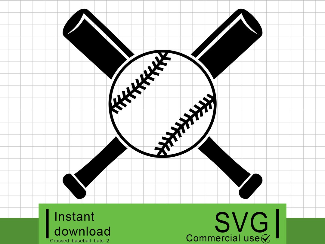 Crossed Baseball Bats, Baseball Bat SVG, Baseball Cut File, Commercial