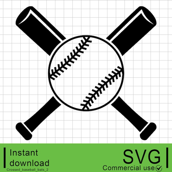 Crossed Baseball bats, Baseball bat SVG, Baseball Cut File, Commercial Use, Instant Digital Download, Clipart