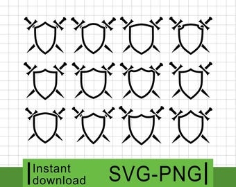 Medieval Shield Outline Bundle - SVG & PNG (Digital Download)