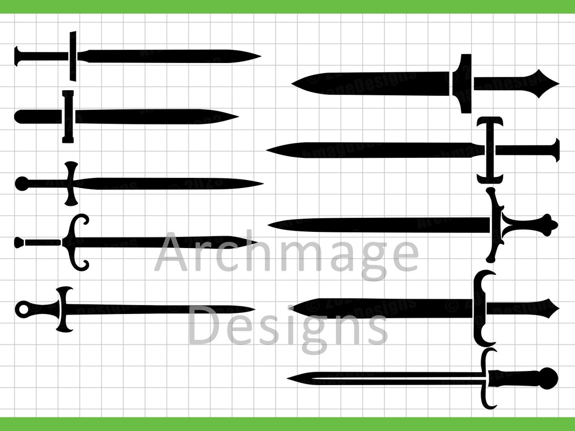 40 Simple Swords Pack Bundle, PNG & SVG, Commercial Use Clipart ...
