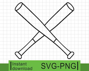 Gekreuzte Baseballschläger - SVG & PNG (Digitaler Download)