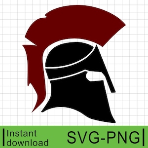 Spartan Helmet with Plume SVG, Silhouette, For Cutting and Engraving, Commercial Use, Instant Digital Download, Clipart, PNG, SVG