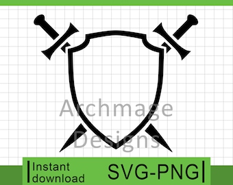 Shield with Swords #4 - SVG & PNG (Digital Download)
