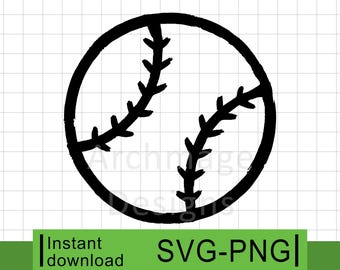 Sketch Style Baseball Ball #1 - SVG & PNG (Digital Download)