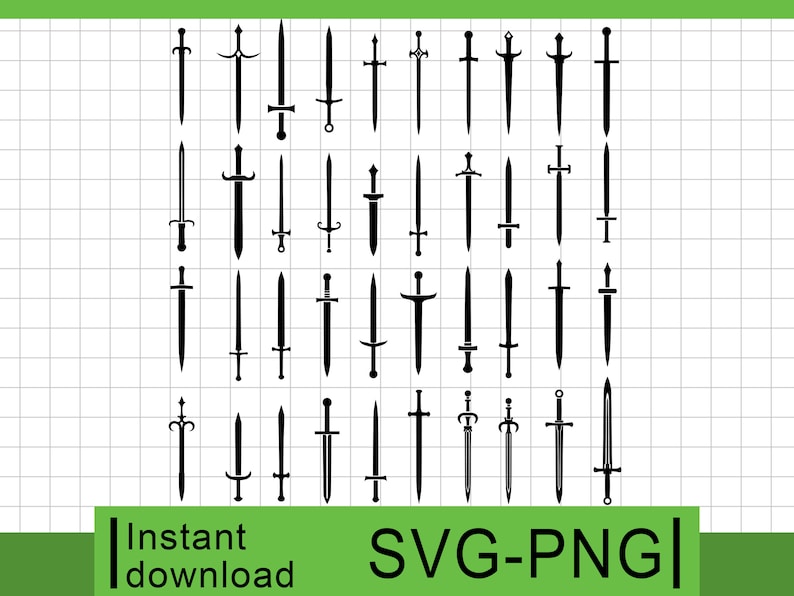Simple Round Sword 40 Simple Swords Pack Bundle, PNG & SVG, Commercial Use Clipart ...