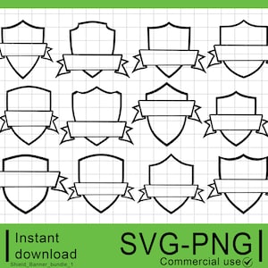 12 Medieval Shield blank Banner Monograms Bundle, Crests, Heater Shields, Commercial Use, Instant Digital Download, Clipart, PNG, SVG
