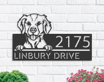 Personalized Brittany Spaniel Metal Address Sign, House Number Plaque