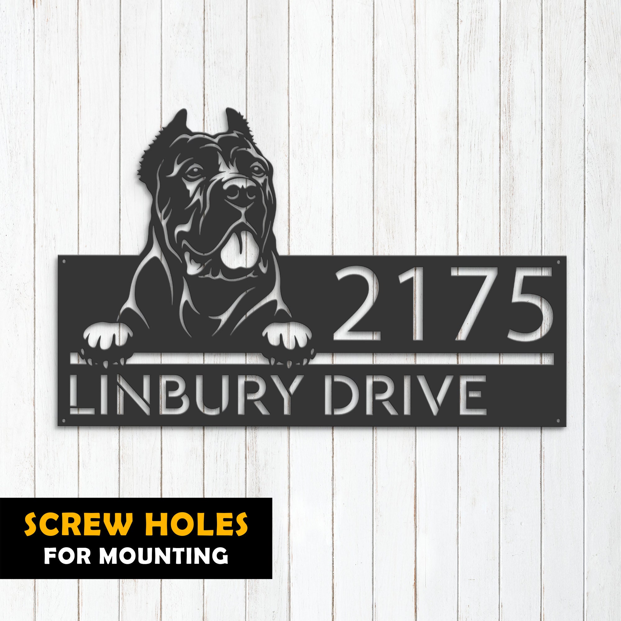 Personalized Cane Corso Cute Puppy Dog Metal Address Sign Hanging