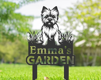 Personalized Cairn Terrier dog Metal Garden Sign, Custom Yard Sign With Stake, Outdoor Garden Décor