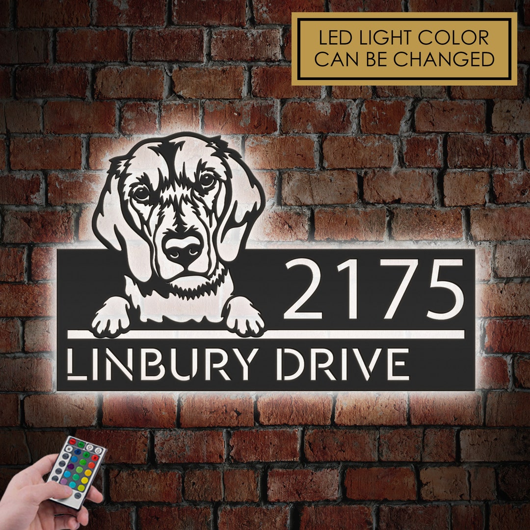 Personalized Beagle Metal Address Sign With LED Lights - Etsy