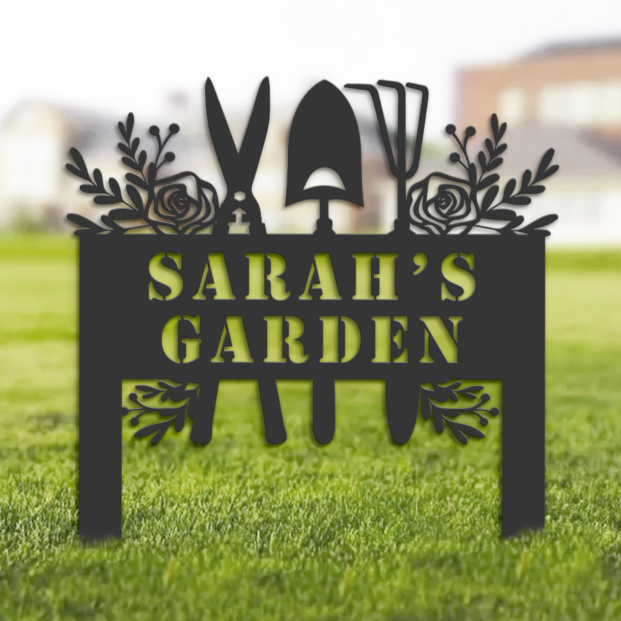 Personalized Garden tools Metal Garden Sign, Hanging sign Custom Yard Sign With Stake, Outdoor Garden Décor