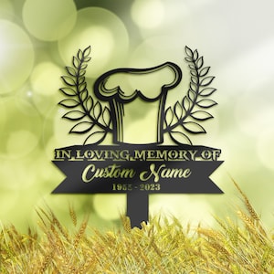 Personalized Chef cook Memorial Stake, Metal Stake, Sympathy Sign, Grave Marker, Remembrance Stake
