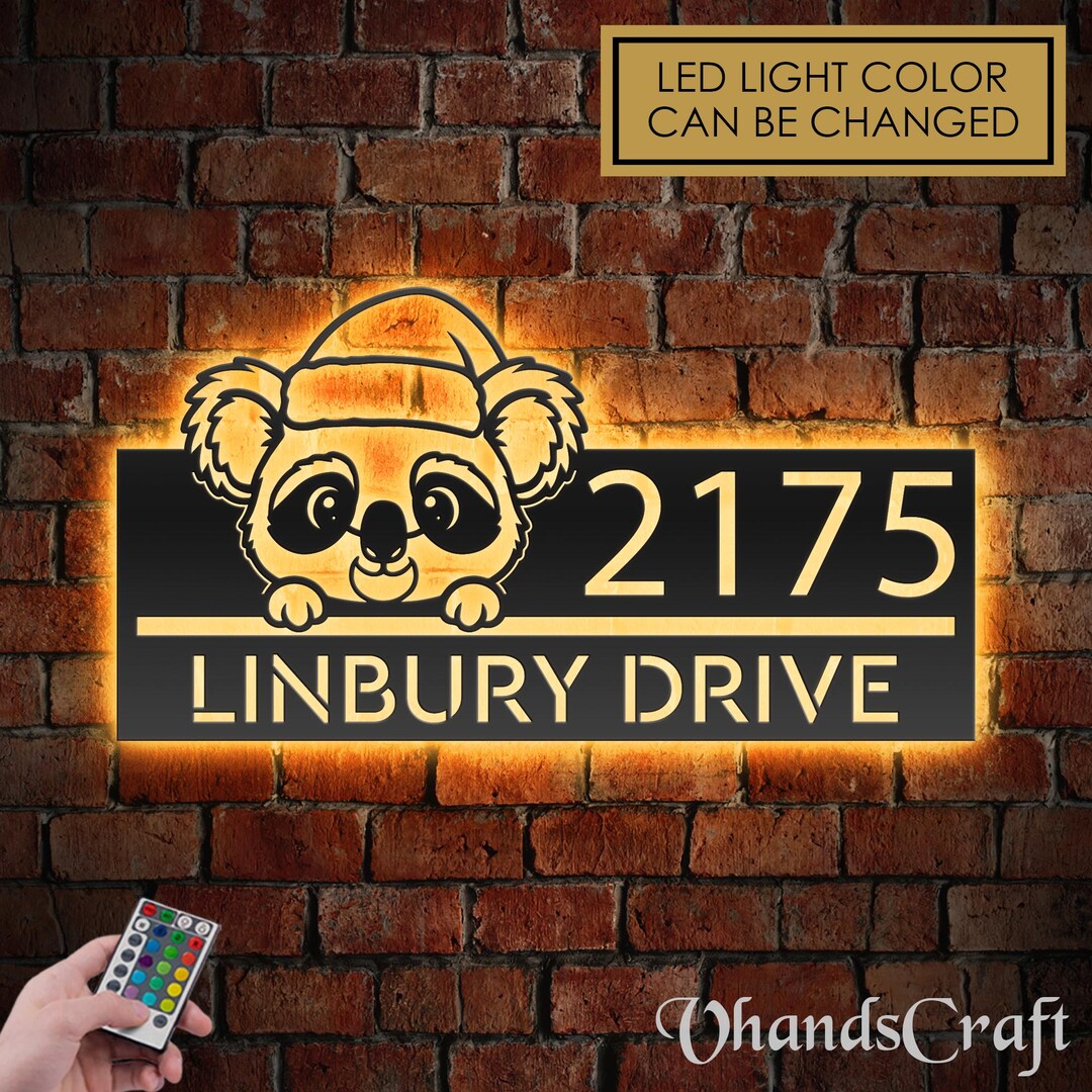 Personalized Koala Christmas Metal Address Sign With LED Lights - Etsy