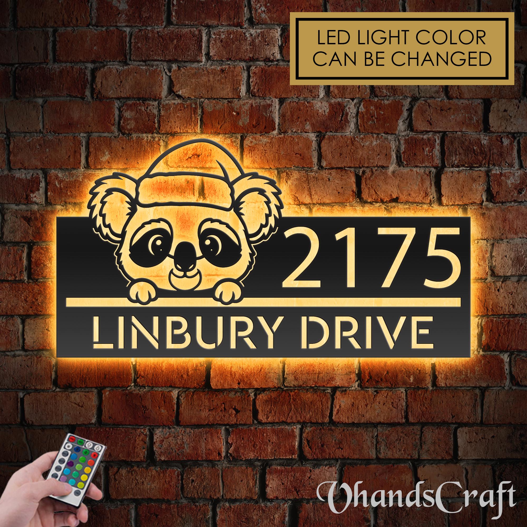 Personalized Koala Christmas Metal Address Sign With LED Lights - Etsy