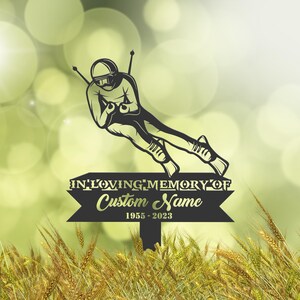 Personalized Skier Memorial Stake, Metal Stake, Sympathy Sign, Grave Marker, Remembrance Stake