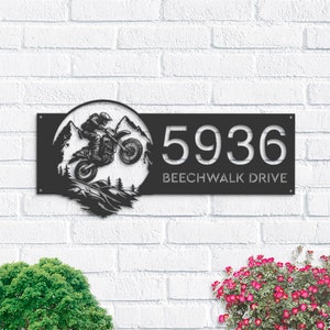 Letrero de metal personalizado con dirección para montar en motocross, escalada en bicicleta de montaña, placa de dirección colgante, letrero para jardín, letrero para exteriores, estaca para jardín