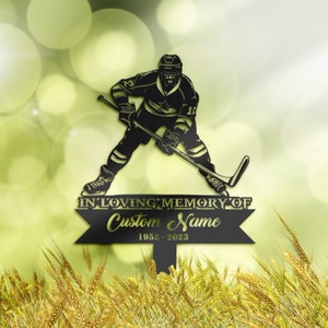 Personalized Hockey player Memorial Stake, Metal Stake, Sympathy Sign, Grave Marker, Remembrance Stake