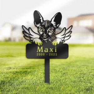 Personalized Sphynx Cat Memorial Stake, Metal Stake, Sympathy Sign, Pet Grave Marker, Remembrance Stake