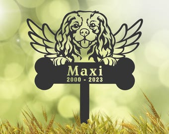 Personalized Cavalier King Charles Spaniel Memorial Stake, Pet Grave Marker