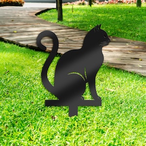 Cute cat kitten Metal Yard Stake, Outdoor Decoration, Garden sign, Porch Decor. Holiday Gifts