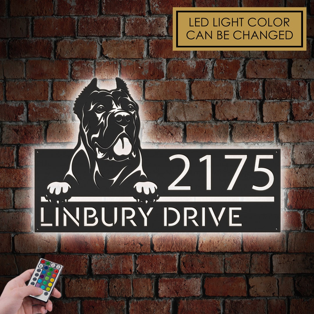 Personalized Peeking Cane Corso Dog, Cute Puppy Metal Address Sign With