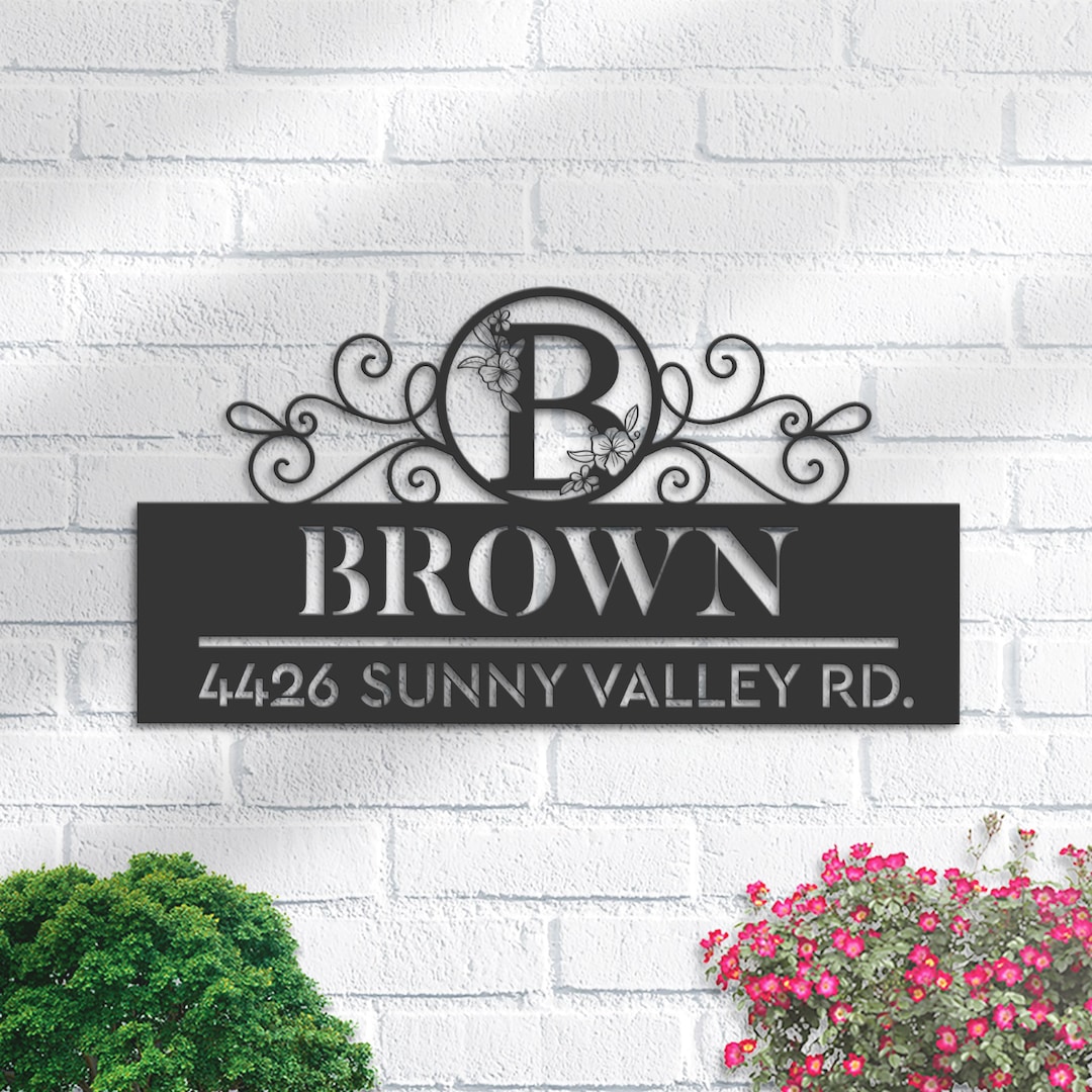 Personalized Metal Address Sign, Monogram Family Name, Outdoor Decor - Etsy