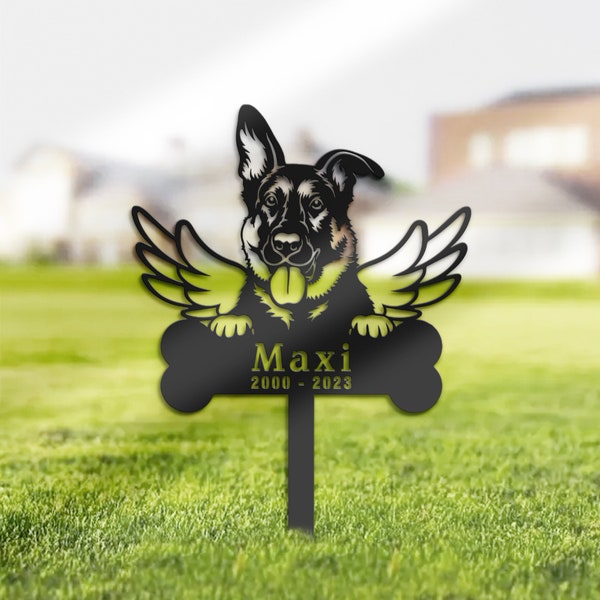 Personalized German Shepherd Dog Memorial Stake, Metal Stake, Sympathy Sign, Pet Grave Marker, Remembrance Stake