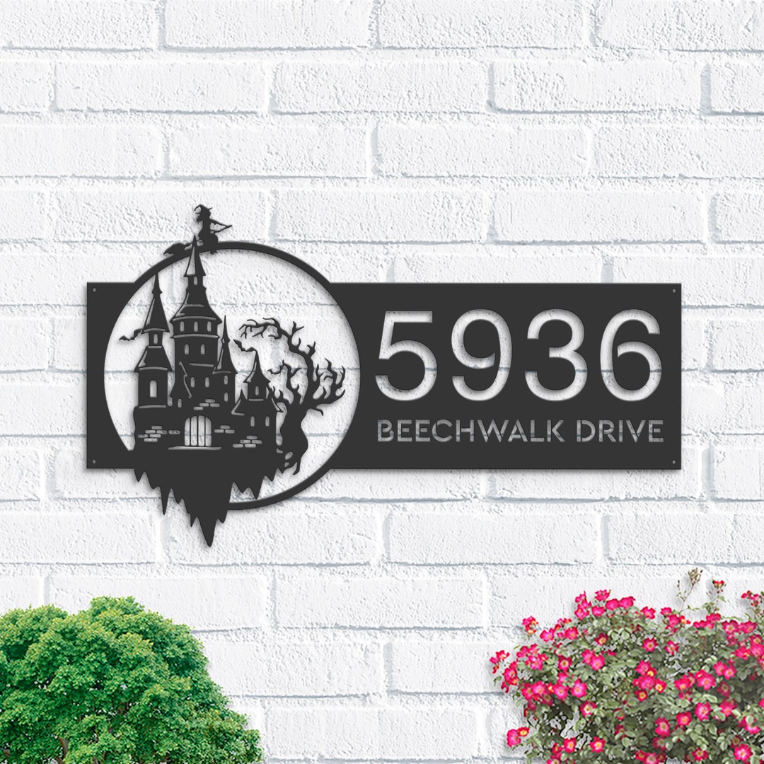 Personalized Haunted Castle Metal Address Sign, Halloween Decor - Etsy
