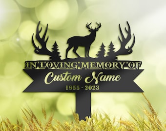 Personalized Deer hunting Memorial Stake, Metal Stake, Sympathy Sign, Grave Marker, Remembrance Stake