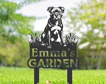 Personalized Staffordshire Bull Terrier Metal Garden Sign With Stake