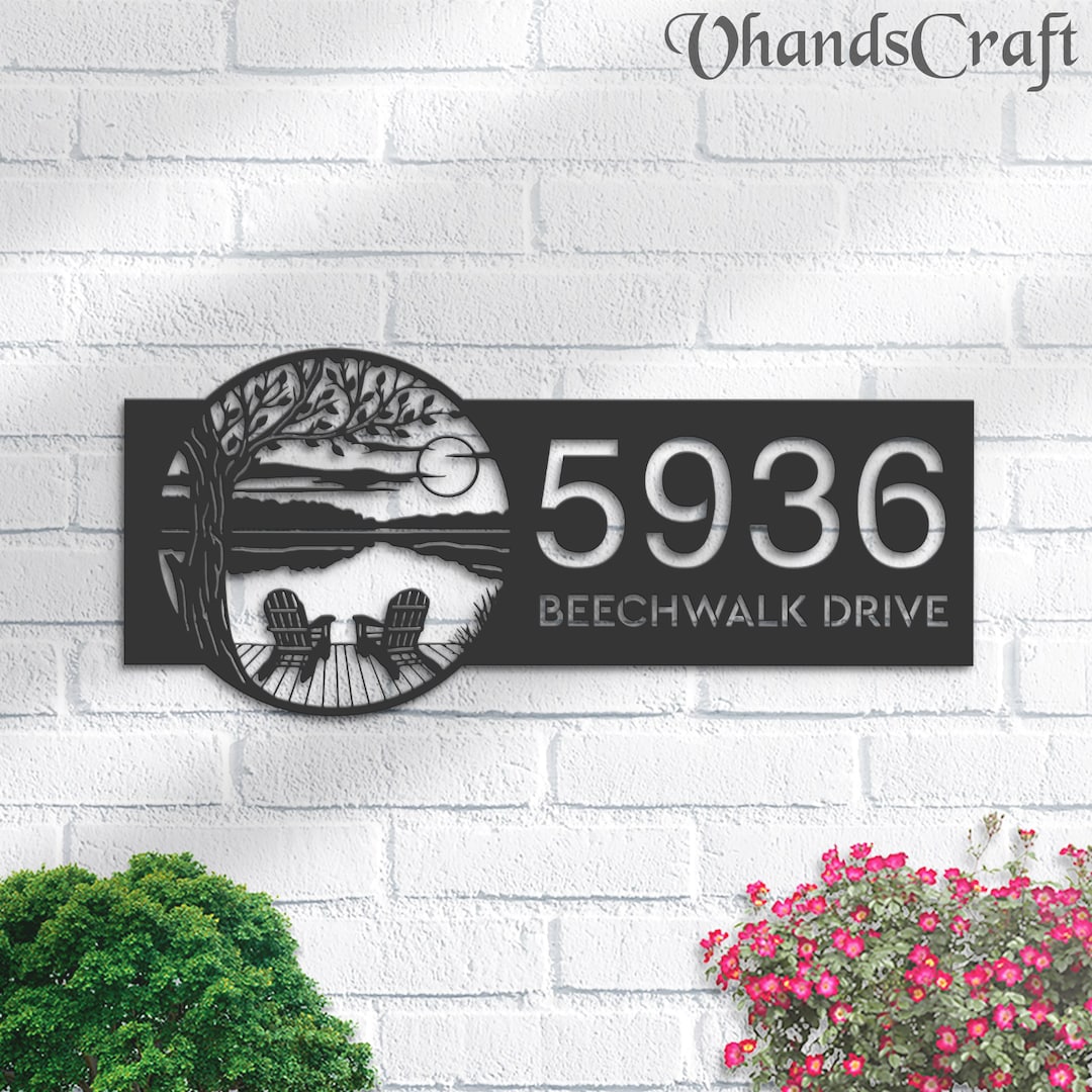 Custom House Number Address Sign – Personalized Metal Plaque, Outdoor Wall Art, Housewarming Gift