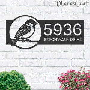 Personalisiertes Sparrow Adressschild aus Metall: Metallschild zum Aufhängen, Werbegeschenk