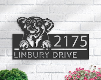 Personalized Koala Metal Address Sign | Hanging or Stake Mount