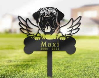 Personalized Mastiff Memorial Stake, Metal Pet Grave Marker