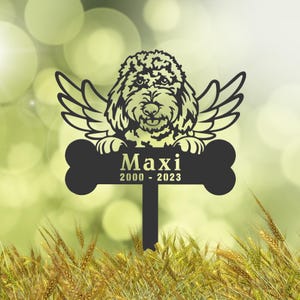 Personalized Goldendoodle Dog Memorial Stake, Metal Stake, Sympathy Sign, Pet Grave Marker, Remembrance Stake