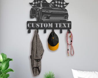 Personalized Sport Car Metal Coat Rack, Dog Leash Holder, Home Decor