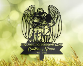 Personalized Angel Father Memorial Stake, Sympathy Gift
