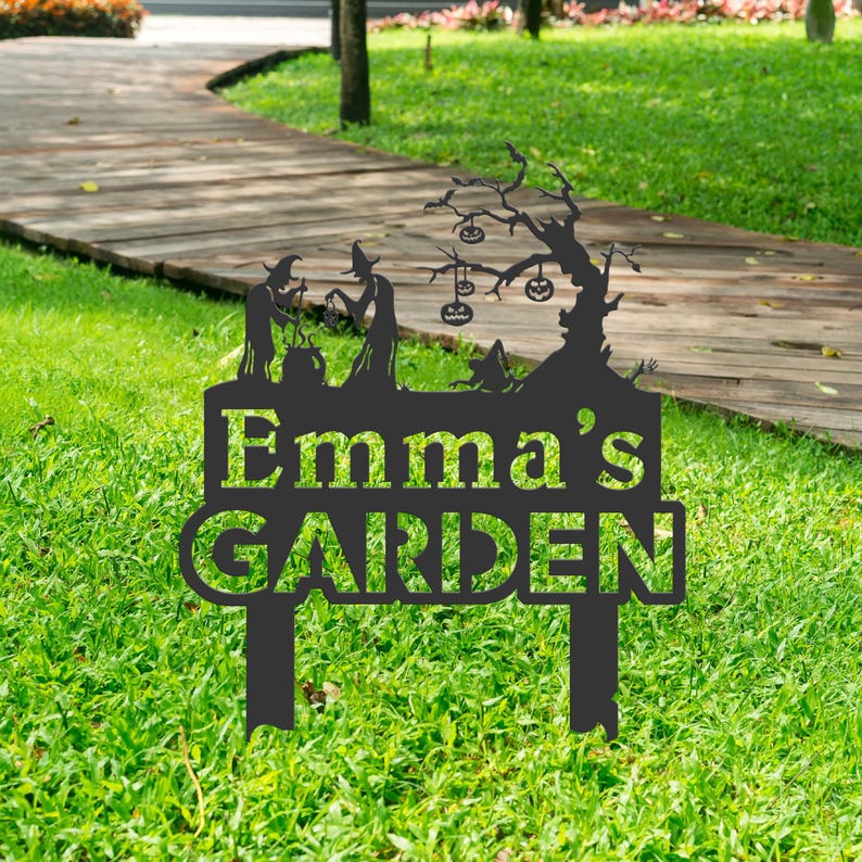 Personalized Witch Garden Metal Sign, Haunted Halloween Decor - Etsy