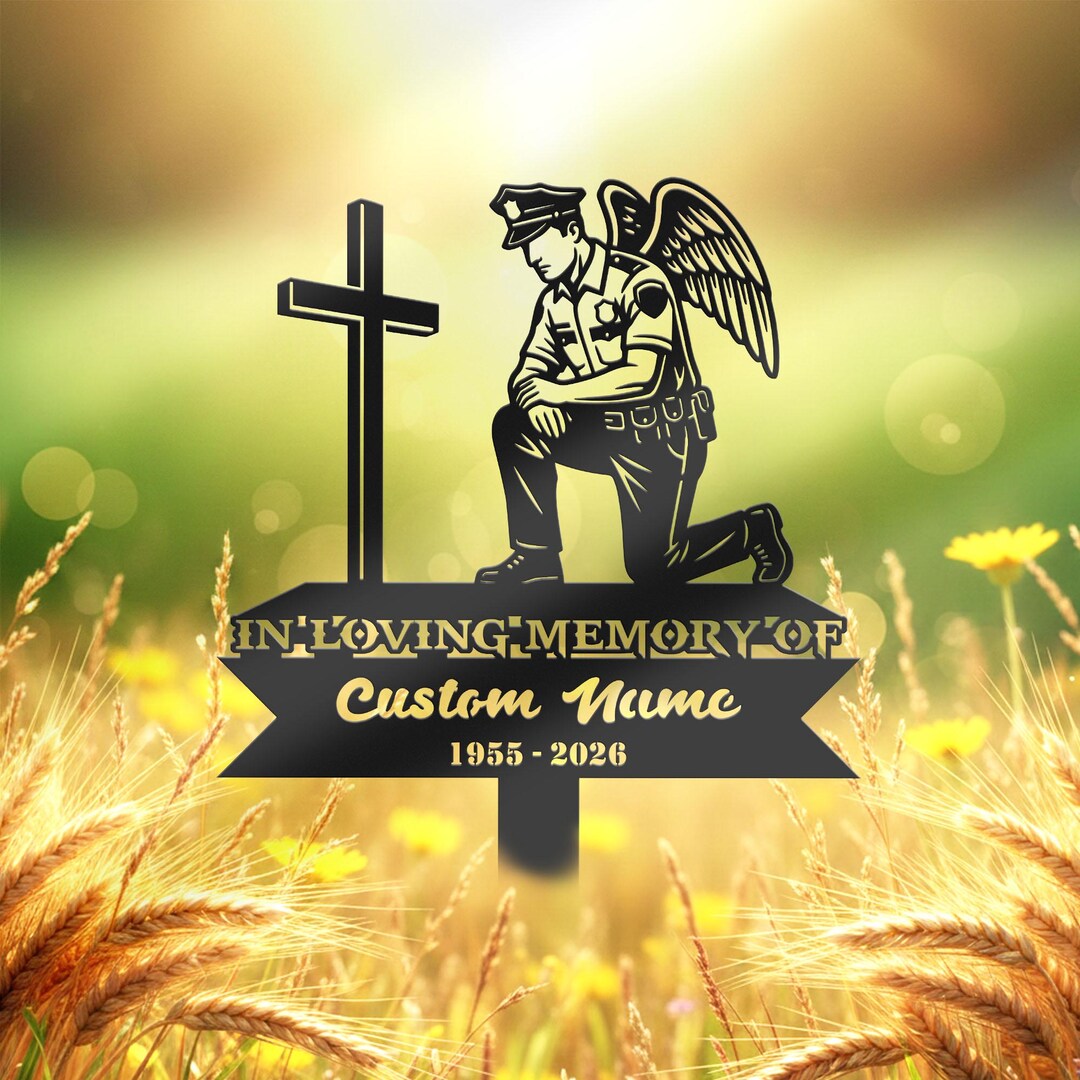 Police Angel Personalized Police Officer With Angel Wings Memorial Stake, Metal ...