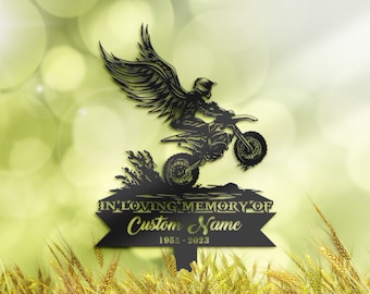Personalized Dirtbike motocross biker Memorial Stake, Metal Stake, Sympathy Sign, Grave Marker, Remembrance Stake