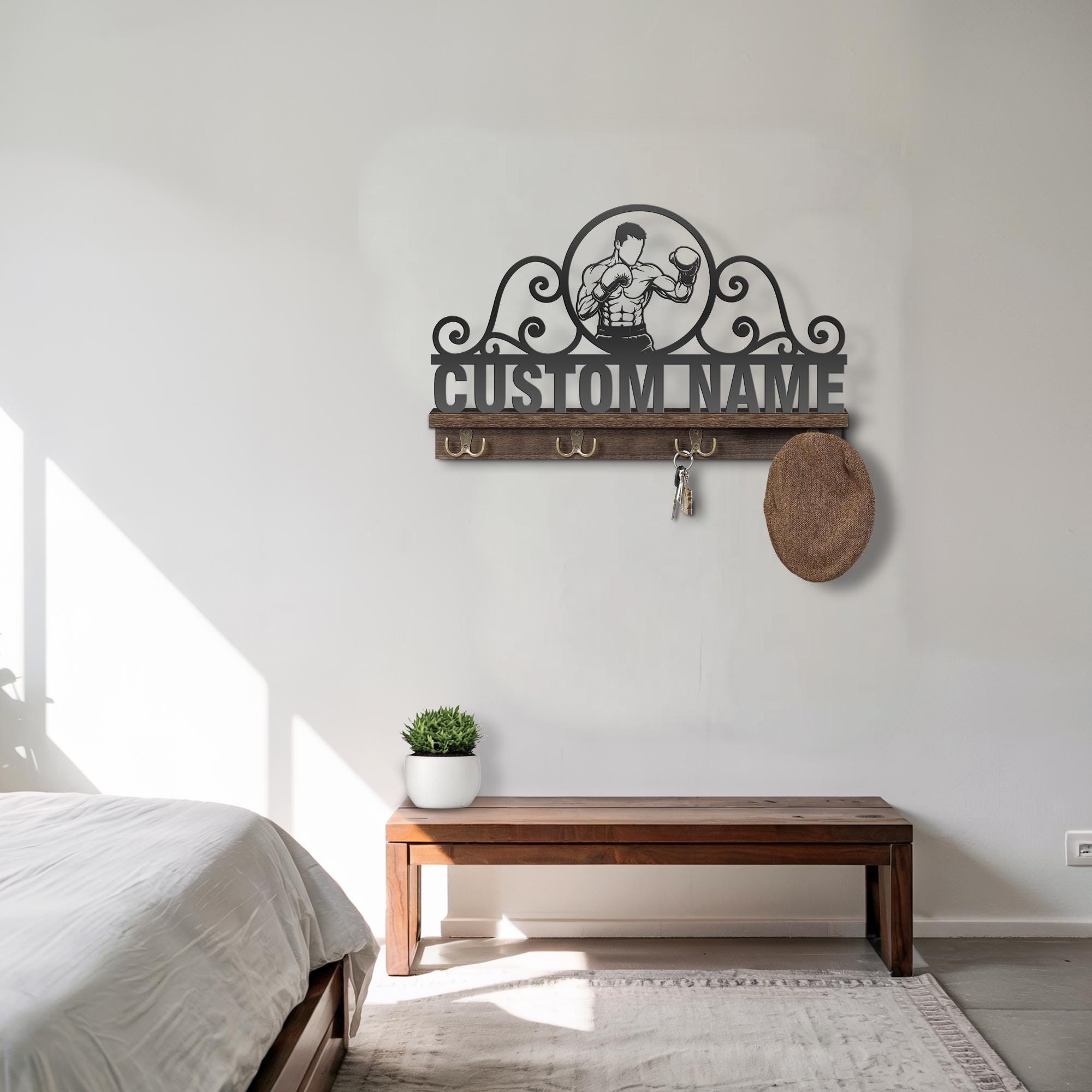 VBESTLIFE Porte-lettres mural Porte-clés en bois pour courrier, porte