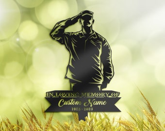 Personalized Veteran Memorial Stake, US Army Grave Marker, Metal Sympathy Sign