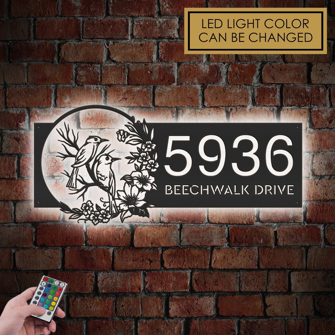 Plaque D'adresse Personnalisée En Aluminium - Format Vertical 4 X 18 - Style Moderne - Fait Main Aux USA