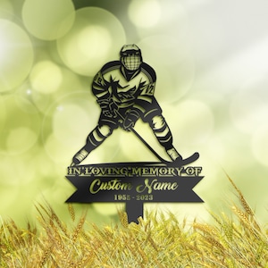 Personalized Hockey player Memorial Stake, Metal Stake, Sympathy Sign, Grave Marker, Remembrance Stake