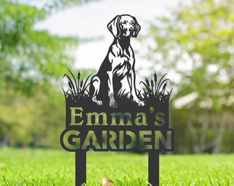 Personalized Vizsla dog Metal Garden Sign, Custom Yard Sign With Stake, Outdoor Garden Décor