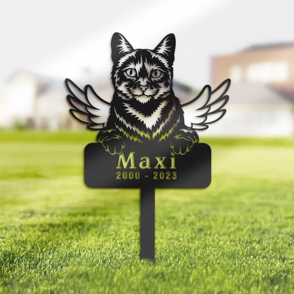 Personalized Domestic Cat Memorial Stake, Metal Stake, Sympathy Sign, Pet Grave Marker, Remembrance Stake